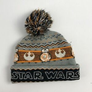 BB-8 Star Wars Winter Pom Pom Hat Gray Orange